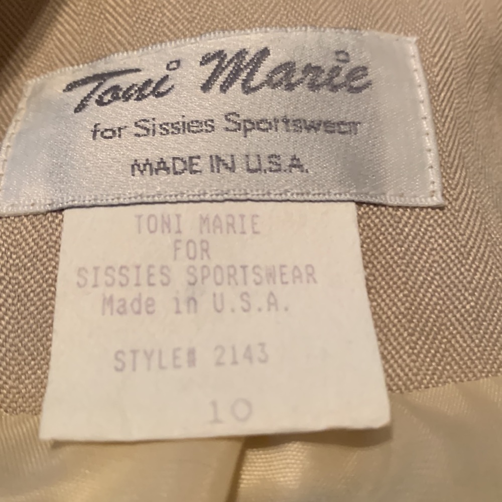Toni Marie for Sissies Sportswear 2 Piece Cream Polyester Pants Suit - Picture 10 of 12